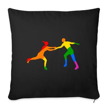 Duo de patineurs colorés - Coussin et housse de 45 x 45 cm - noir - Devant