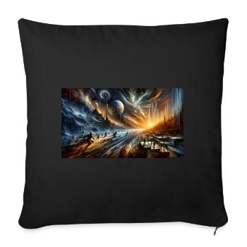 L’aube des époques - Art rupestre dystopique futuriste - Coussin et housse de 45 x 45 cm - noir - Devant