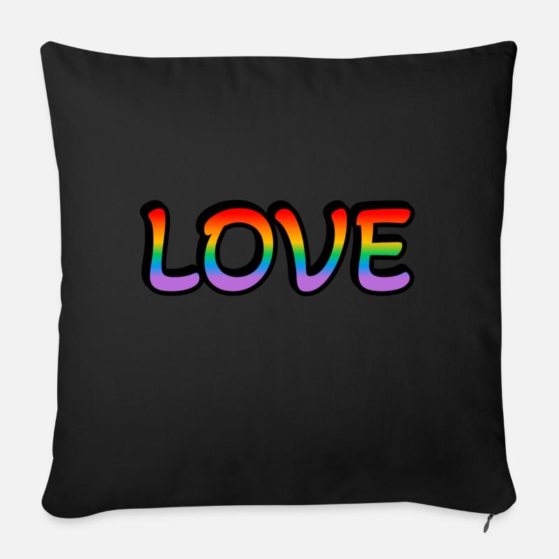 Retro Regenbogen Liebe - Sofakissen mit Füllung 45 x 45 cm - Schwarz