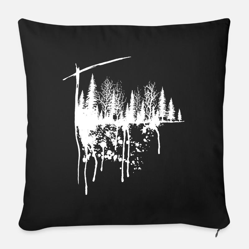Forêts, arbres, nature - Coussin et housse de 45 x 45 cm - noir