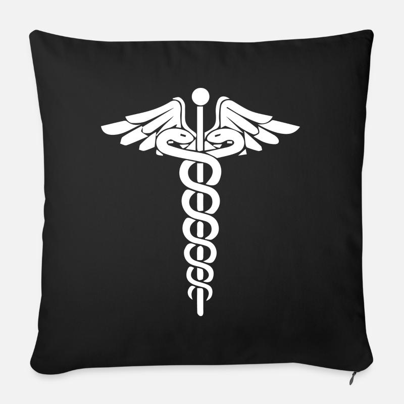 Äskulapstab Asklepiosstab - Sofakissen mit Füllung 45 x 45 cm - Schwarz