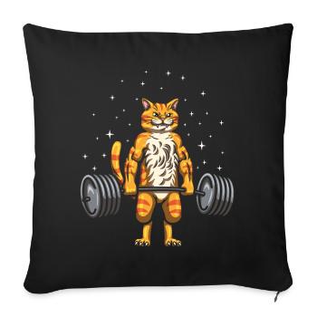 Le poids de chat Soulever la croix Fitness - Coussin et housse de 45 x 45 cm - noir - Devant