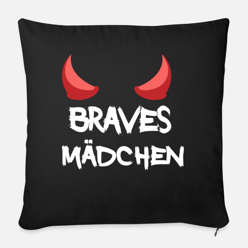 braves liebes mädchen kleiner teufel devil - Sofakissen mit Füllung 45 x 45 cm - Schwarz