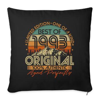 Né en 1993 Vintage Anniversaire Rétro - Coussin et housse de 45 x 45 cm - noir - Devant