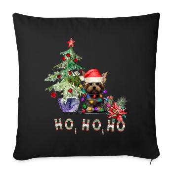 Weihnachtshund Yorkshire Terrier - Sofakissen mit Füllung 45 x 45 cm - Schwarz - Vorne