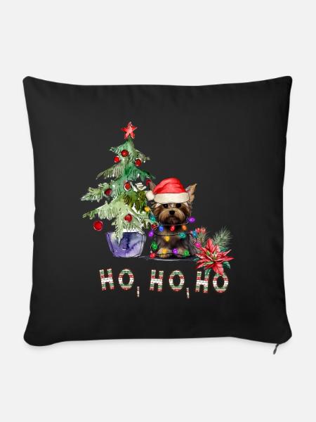 Weihnachtshund Yorkshire Terrier - Sofakissen mit Füllung 45 x 45 cm - Schwarz