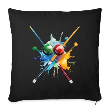 Billard Pool Snooker Queue Kugeln Splash Bunt - Sofakissen mit Füllung 45 x 45 cm - Schwarz - Vorne