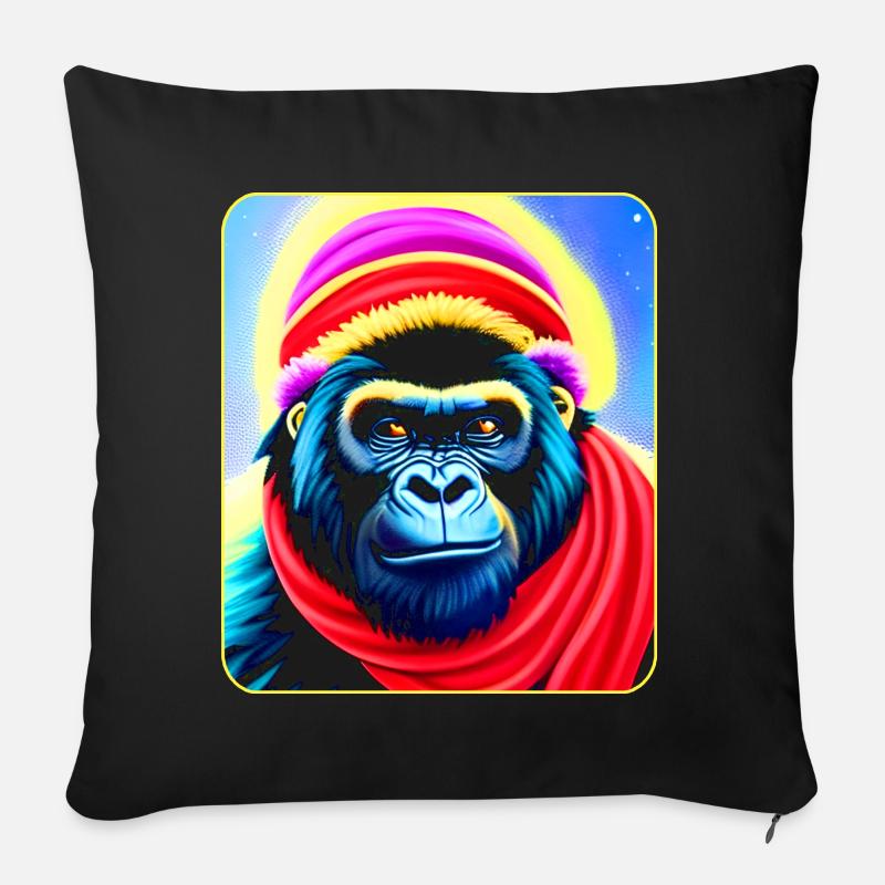 Cooler Gorilla mit Wintermütze - Sofakissen mit Füllung 45 x 45 cm - Schwarz