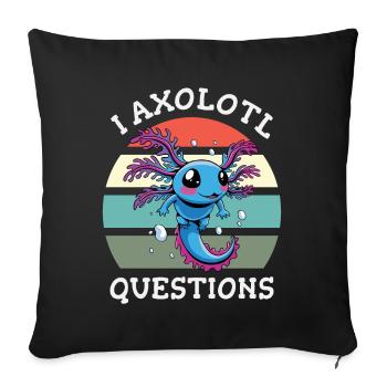 Axolotl pose beaucoup de questions - Coussin et housse de 45 x 45 cm - noir - Devant