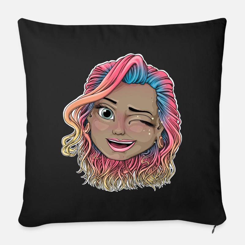 Lebendige zwinkernde Illustration - Sofakissen mit Füllung 45 x 45 cm - Schwarz