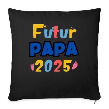 future dad 2025 - Sofa pillow with filling 45cm x 45cm - black - Front