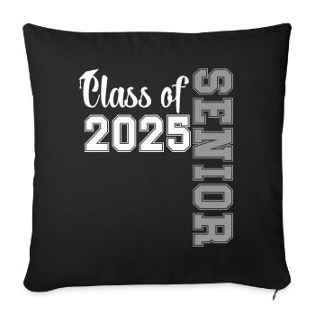 Class of 2025 Senior Graduation Pride Gift - Coussin et housse de 45 x 45 cm - noir - Devant