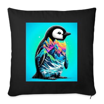penguin - Sofa pillow with filling 45cm x 45cm - black - Front
