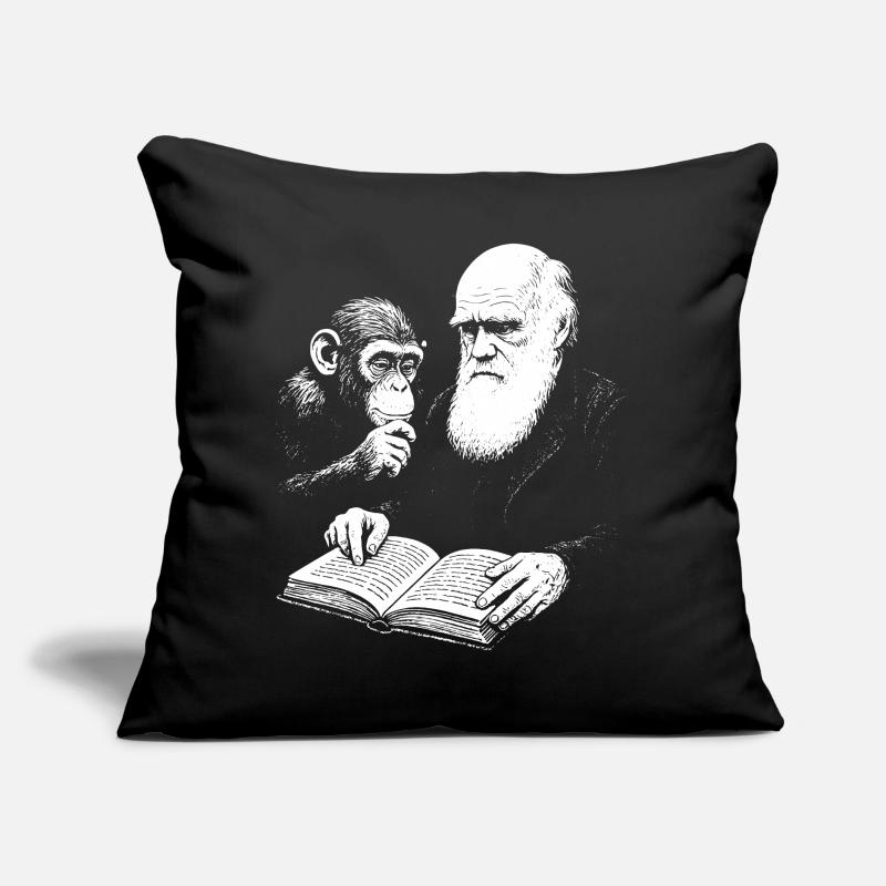 Charles Darwin studying with Monkey  Sofa pillow with filling 45cm x 45cm