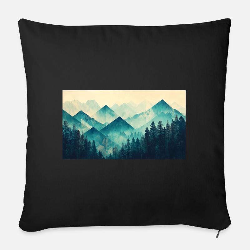 Wald Berge - Sofakissen mit Füllung 45 x 45 cm - Schwarz