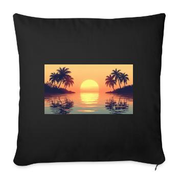 Coucher de soleil sur une île tropicale - Coussin et housse de 45 x 45 cm - noir - Devant