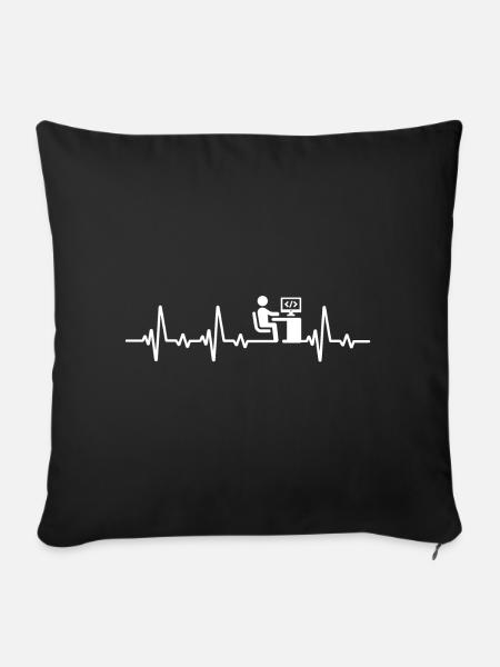 Programmierer Herzschlag Informatiker code - Sofakissen mit Füllung 45 x 45 cm - Schwarz