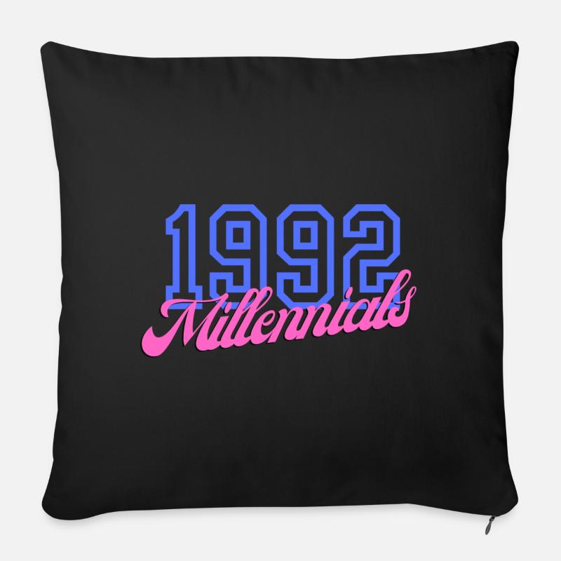 Retro 1992 Millennial Numeric Design - Sofa pillow with filling 45cm x 45cm - black