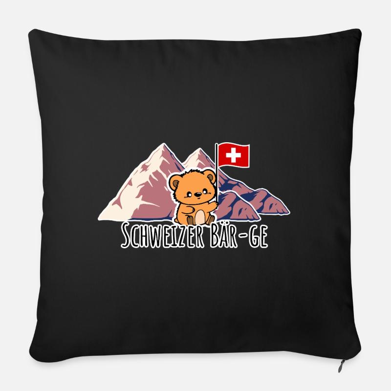 Schweizer Berge äh Bär-ge! putziger Schweizer Bär - Sofakissen mit Füllung 45 x 45 cm - Schwarz