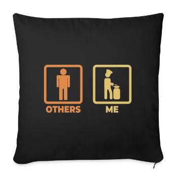 Figurine de bâton de cuisinier - Coussin et housse de 45 x 45 cm - noir - Devant