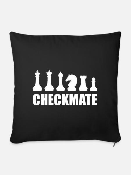 Checkmate Schach, Schachfiguren - Sofakissen mit Füllung 45 x 45 cm - Schwarz