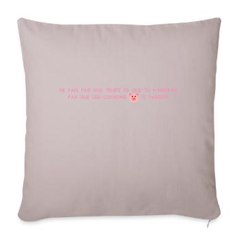 T-shirt humour cochon à offrir en cadeau - Coussin et housse de 45 x 45 cm - taupe clair - Devant