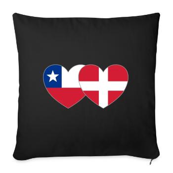 Chile Dänemark Flagge Herz - Sofakissen mit Füllung 45 x 45 cm - Schwarz - Vorne