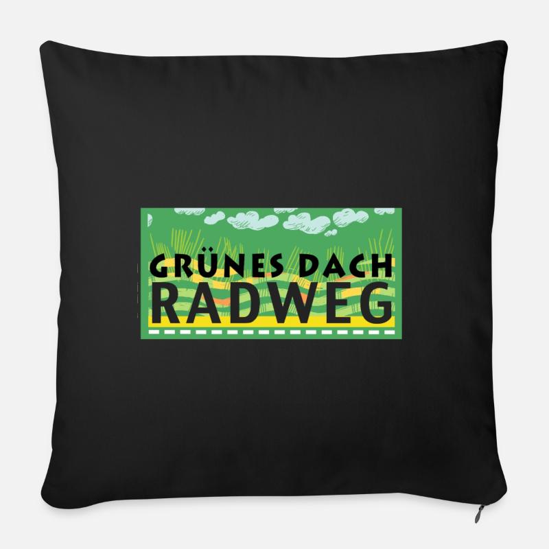 Grünes Dach Radweg - Sofakissen mit Füllung 45 x 45 cm - Schwarz