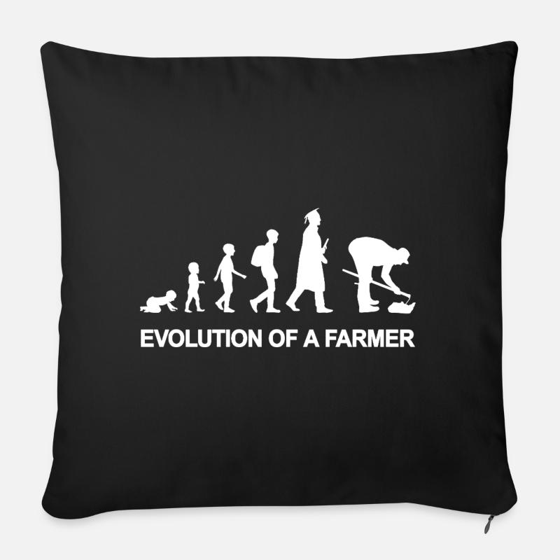 Evolution of a farmer - Sofa pillow with filling 45cm x 45cm - black