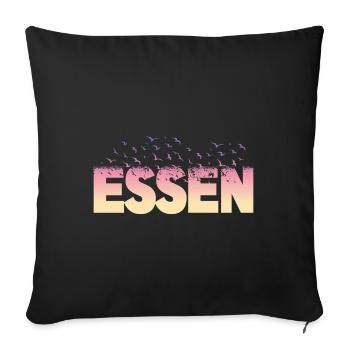 Essen Deutschland Stadt Schrift Vögel Skyline - Sofakissen mit Füllung 45 x 45 cm - Schwarz - Vorne