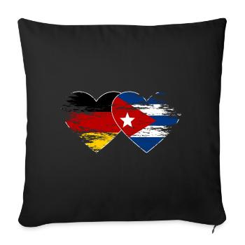 Germany Cuba flag used heart - Sofa pillow with filling 45cm x 45cm - black - Front