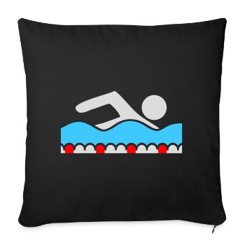 Swimmer, Pictogram, Freestyle, Wave, Pool, Sport - Sofa pillow with filling 45cm x 45cm - black - Front