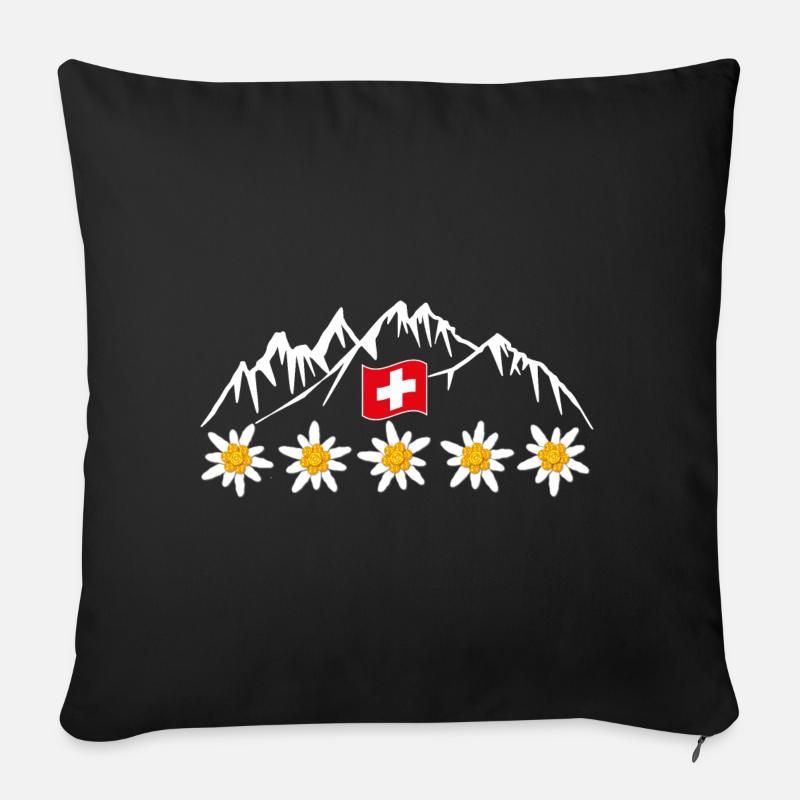 Schweiz, Berge, Gletscher, Urlaub - Sofakissen mit Füllung 45 x 45 cm - Schwarz