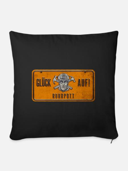 Glück auf Ruhrpott Schild - Sofakissen mit Füllung 45 x 45 cm - Schwarz