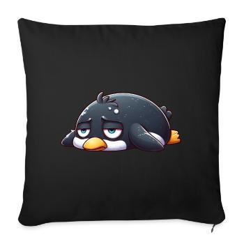 Pingouin fatigué, triste, mou et apathique - Coussin et housse de 45 x 45 cm - noir - Devant