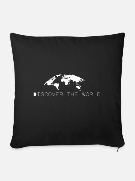 Entdecken Sie die Welt - Sofakissen mit Füllung 45 x 45 cm - Schwarz