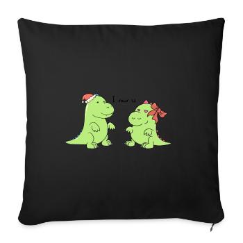 Petits dinosaures - I rawr u - Coussin et housse de 45 x 45 cm - noir - Devant