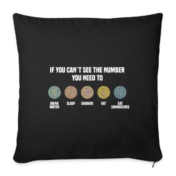 Ishihara Numbers - Eat Sandwiches - Sofa pillow with filling 45cm x 45cm - black - Front