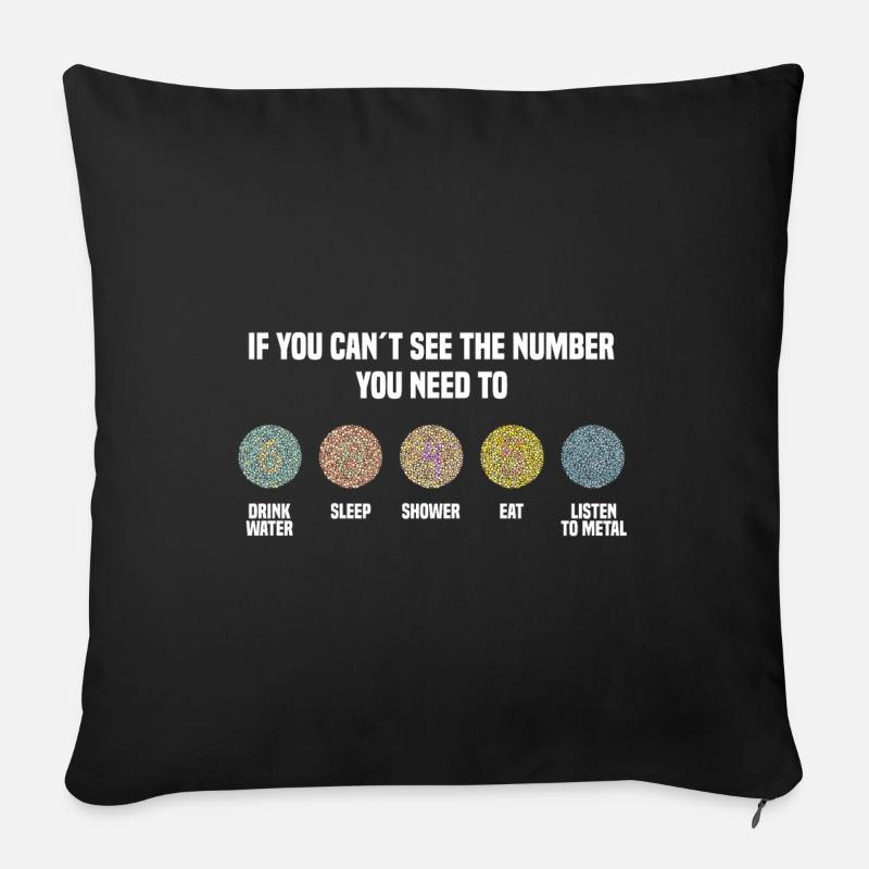 Ishihara Numbers - Écouter du métal - Coussin et housse de 45 x 45 cm - noir