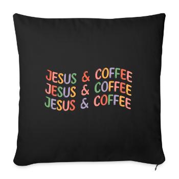 Jesus & Coffee - Sofa pillow with filling 45cm x 45cm - black - Front