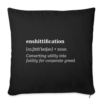 Définition de l’enshittification - Coussin et housse de 45 x 45 cm - noir - Devant