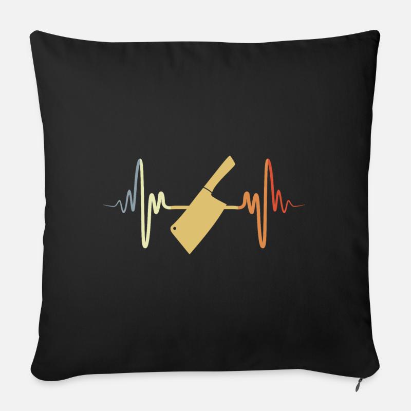 Hackbeil EKG Herzlinie - Sofakissen mit Füllung 45 x 45 cm - Schwarz
