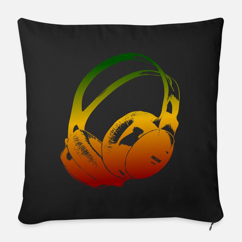 Kopfhörer Reggae - Sofakissen mit Füllung 45 x 45 cm - Schwarz