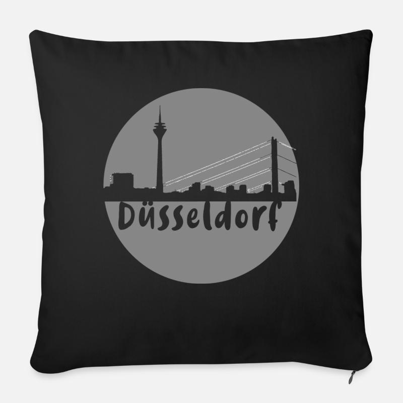 düsseldorf ,skyline,grau,kreis, scherenschnitt - Sofakissen mit Füllung 45 x 45 cm - Schwarz