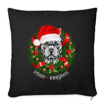 Funny Pitbull Christmas Reindeer Santa- Tree Light - Sofa pillow with filling 45cm x 45cm - black - Front