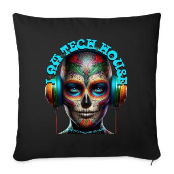 I AM TECH HOUSE - Cool Human with Headphones! - Sofa pillow with filling 45cm x 45cm - black - Front