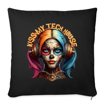 KISS MY TECH HOUSE - Cool Girl with Headphones! - Sofa pillow with filling 45cm x 45cm - black - Front