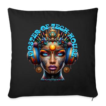 MASTER OF TECH HOUSE - Cool Princess & Headphones! - Sofa pillow with filling 45cm x 45cm - black - Front