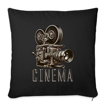 Caméra de cinéma vintage - Coussin et housse de 45 x 45 cm - noir - Devant