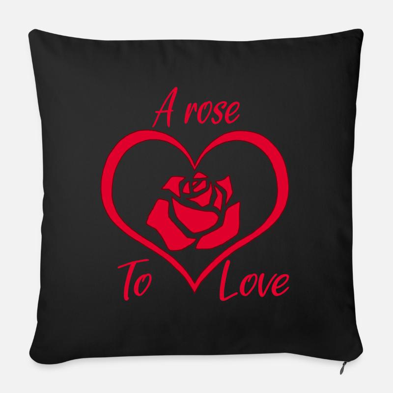 Une rose pour aimer - Coussin et housse de 45 x 45 cm - noir